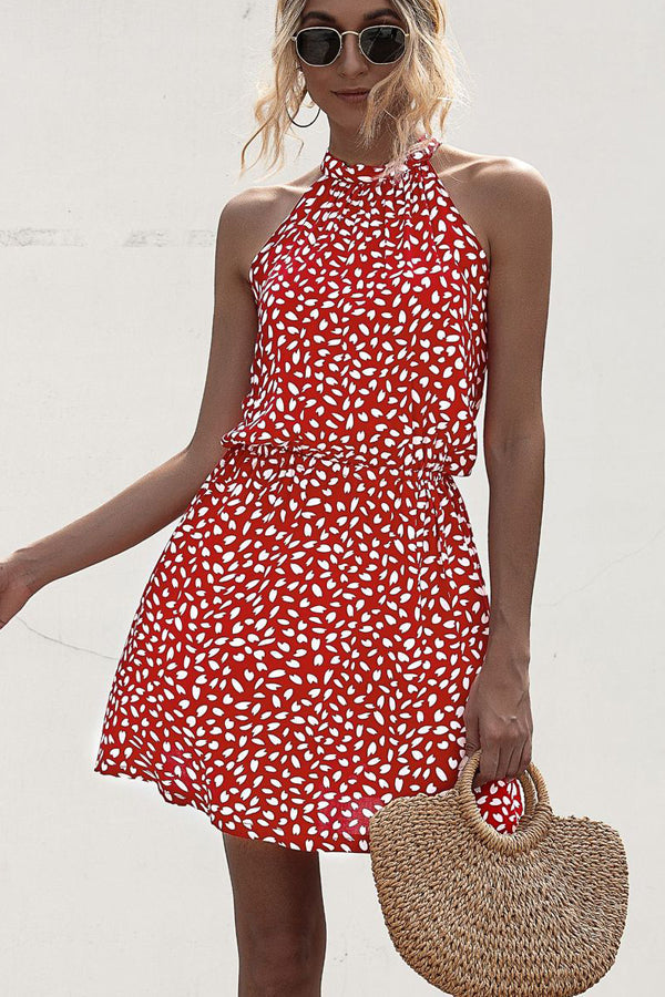 – Freizeitkleid mit Polka Dot-Print und Neckholder