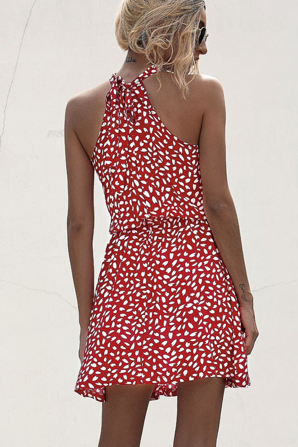 – Freizeitkleid mit Polka Dot-Print und Neckholder