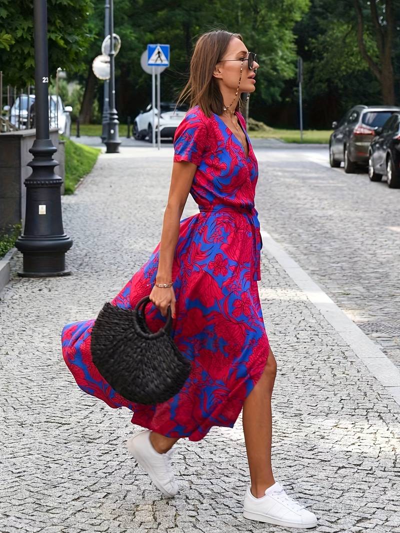 WW | Wickelkleid Mit Kurzen Ärmeln Für Frauen
