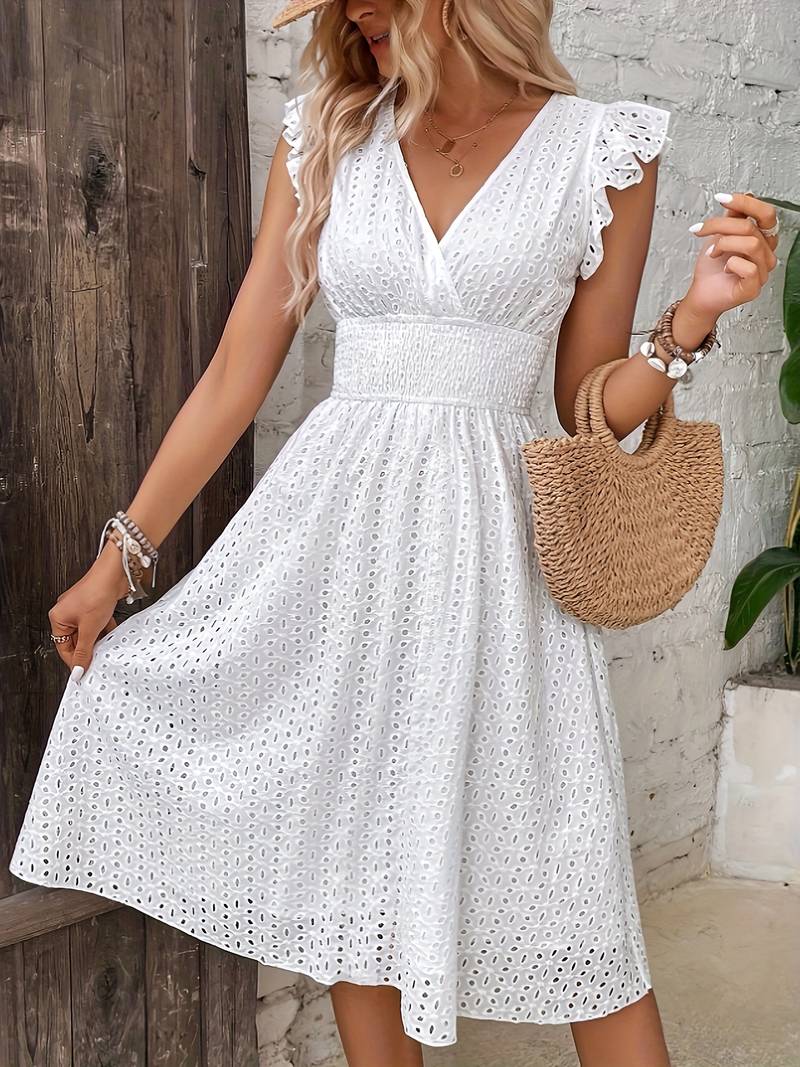 – elegantes kleid mit rüschenärmeln für frühling/sommer