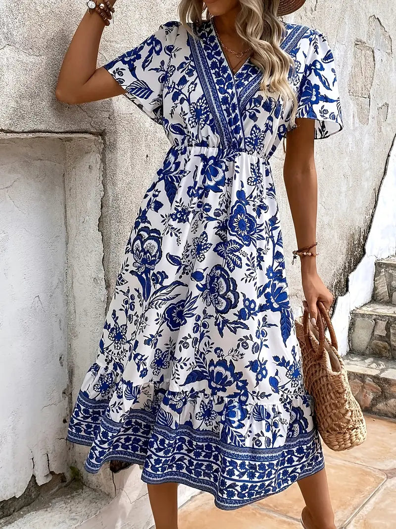 Blumenmusterkleid mit weiten Ärmeln | Delaney