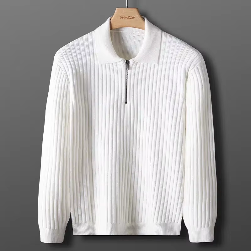 WW | Wollpullover Herren Eleganter Pullover Mit Zipper Kragen