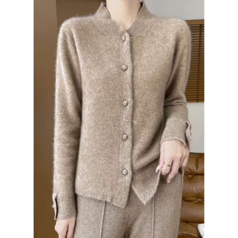 WW | Wollstrickjacke Damen Mit Stehkragen Und Knopfleiste, Elegante Passform