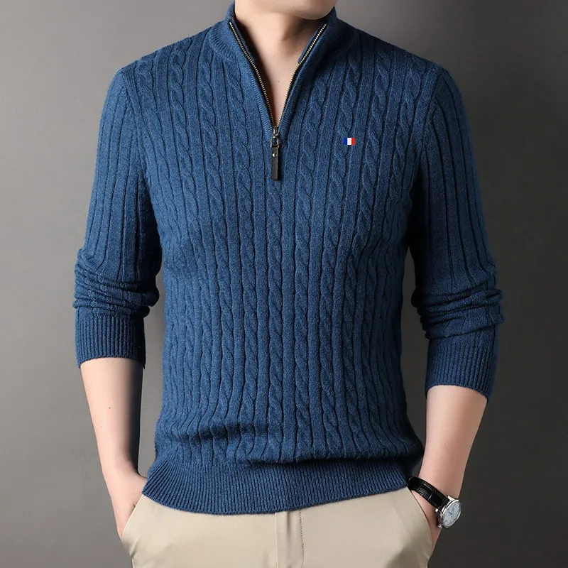 WW | Zopfstrick-Herrenpullover mit Reißverschluss, warm und stilvoll