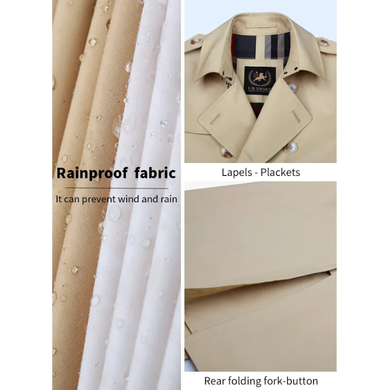 WW | Wasserabweisende Mantel Jacke Herren Klassischer Trenchcoat Mit Gürtel