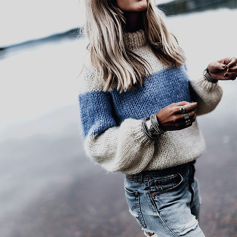 Damen gemütlicher Strickpullover mit modernem Lochmuster Merchesia