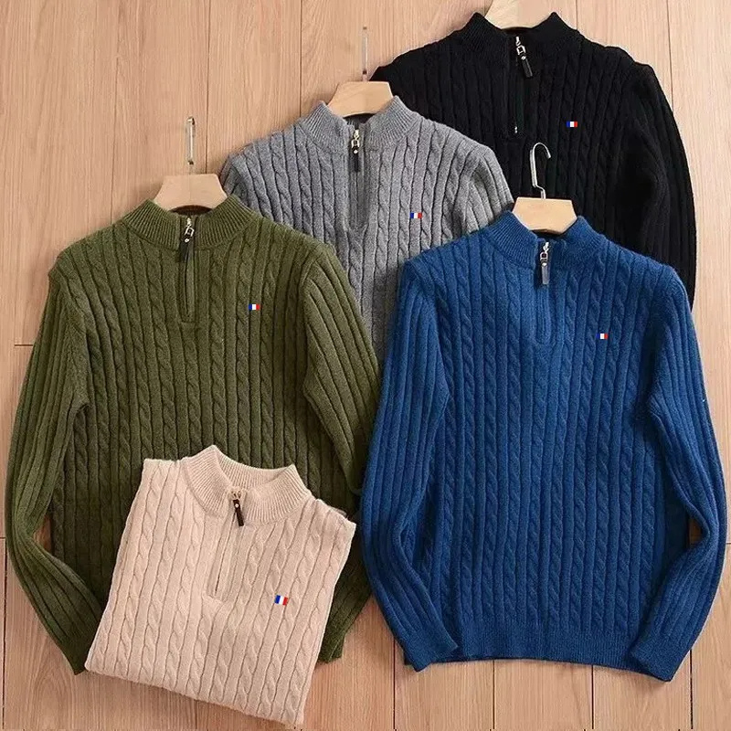 WW | Zopfstrick-Herrenpullover mit Reißverschluss, warm und stilvoll