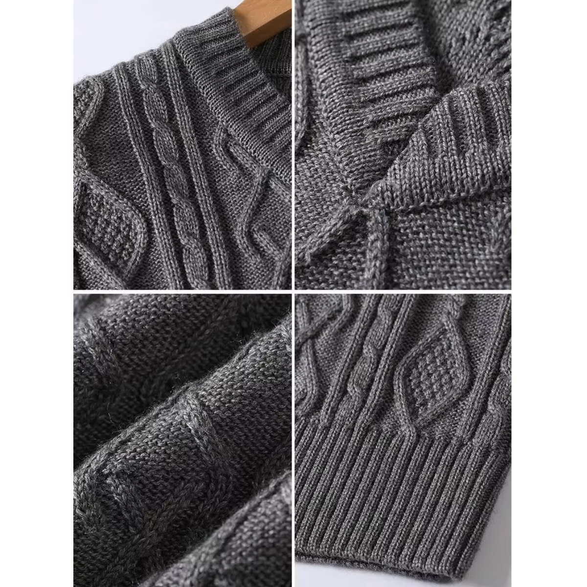 WW | Wollpullover Herren Mit V-ausschnitt Und Aufwendigem Strickmuster
