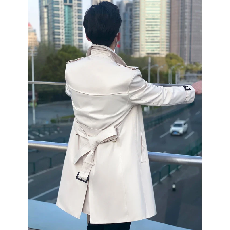 WW | Wasserabweisende Mantel Jacke Herren Klassischer Trenchcoat Mit Gürtel