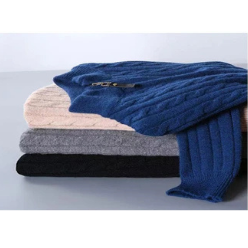 WW | Zopfstrick Pullover Mit Reißverschluss Herren Warm & Stilvoll