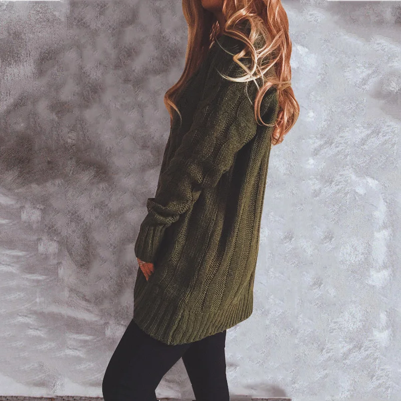 WW | Wollstrickjacke Damen Mit Zopfmuster Und Holzknöpfen, Lockere