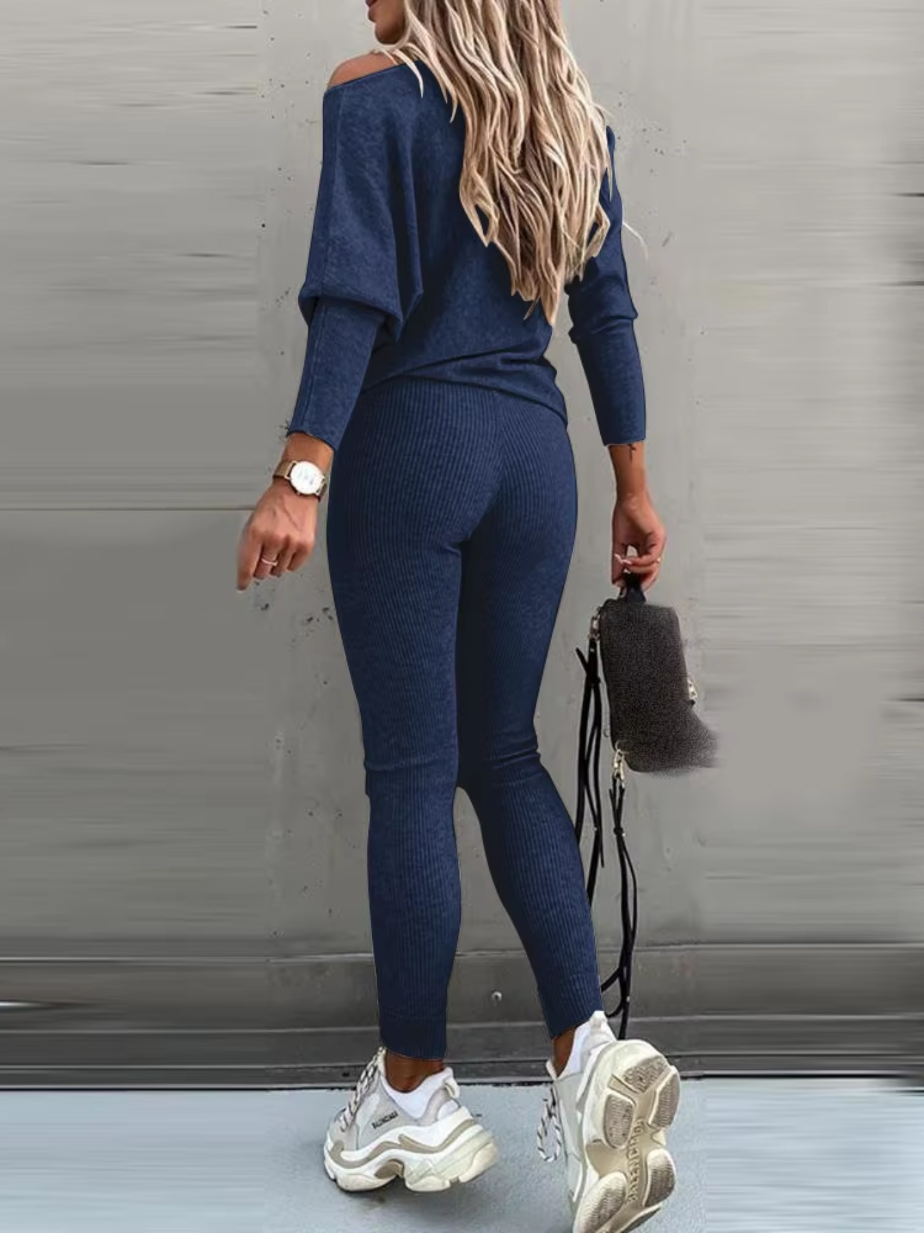 WW | Damen Hausanzug Modisches Off Shoulder Oberteil Und Leggings Satz