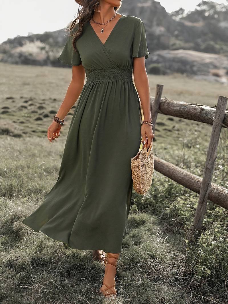 – elegantes Kurzarmkleid mit chorkragen
