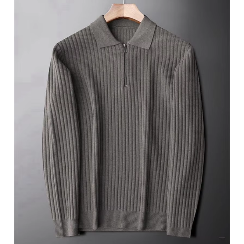 WW | Wollpullover Herren Eleganter Pullover Mit Zipper Kragen