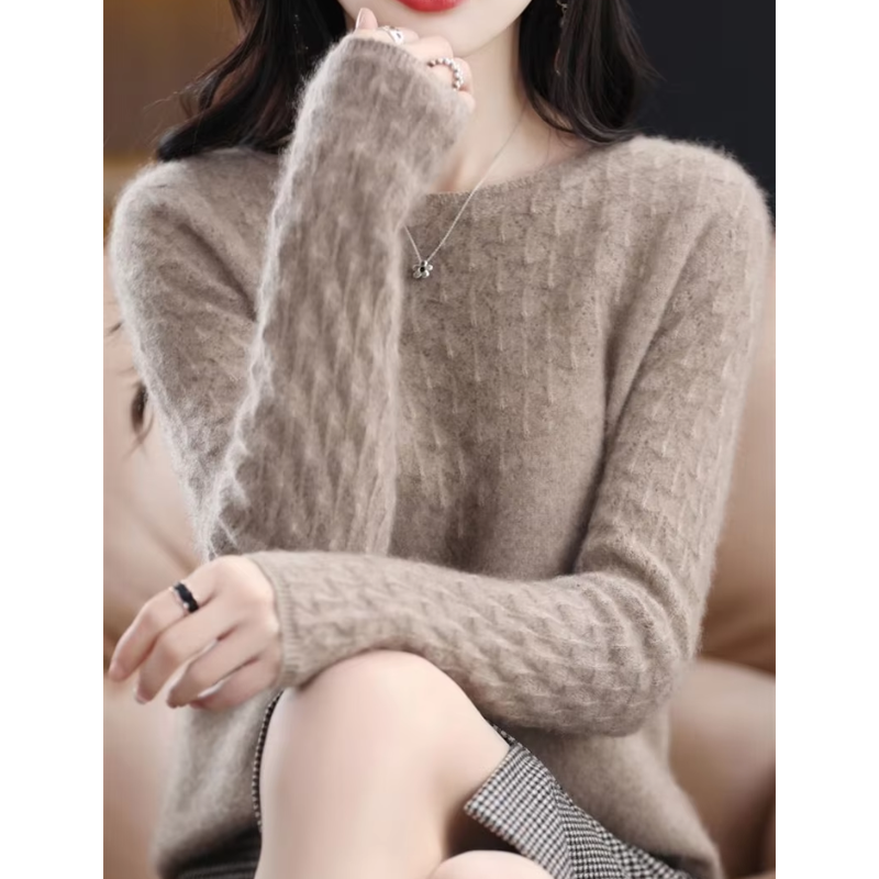 WW | Wollstrickjacke Damen Mit Strickmuster Und Rundhalsausschnitt