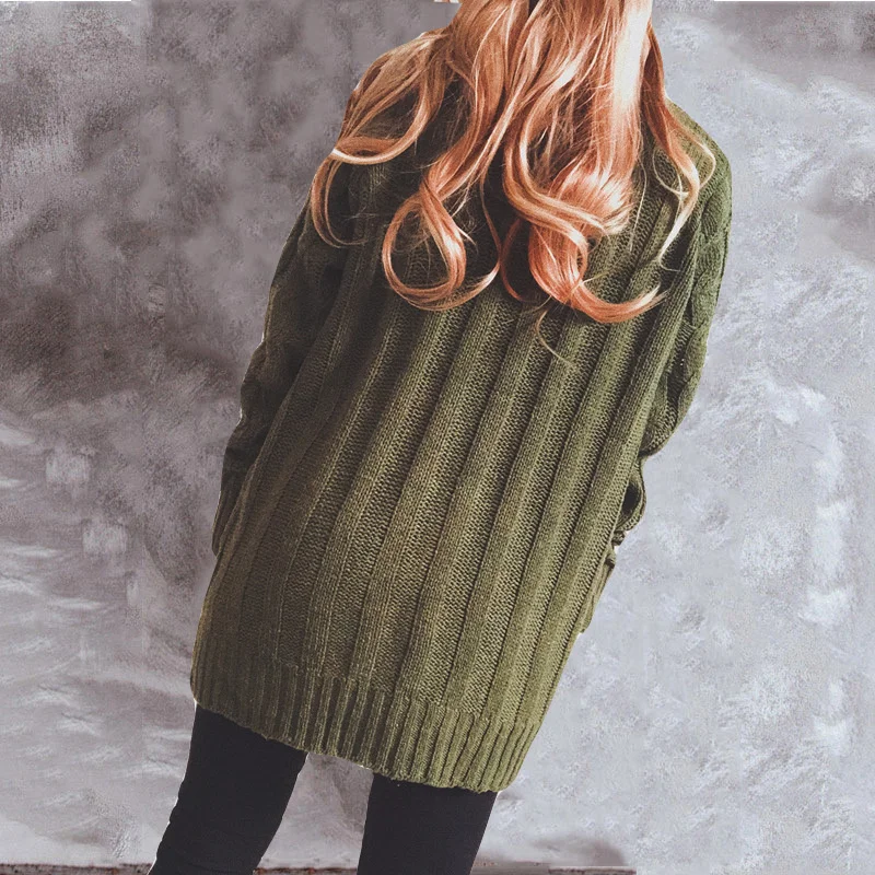 WW | Wollstrickjacke Damen Mit Zopfmuster Und Holzknöpfen, Lockere