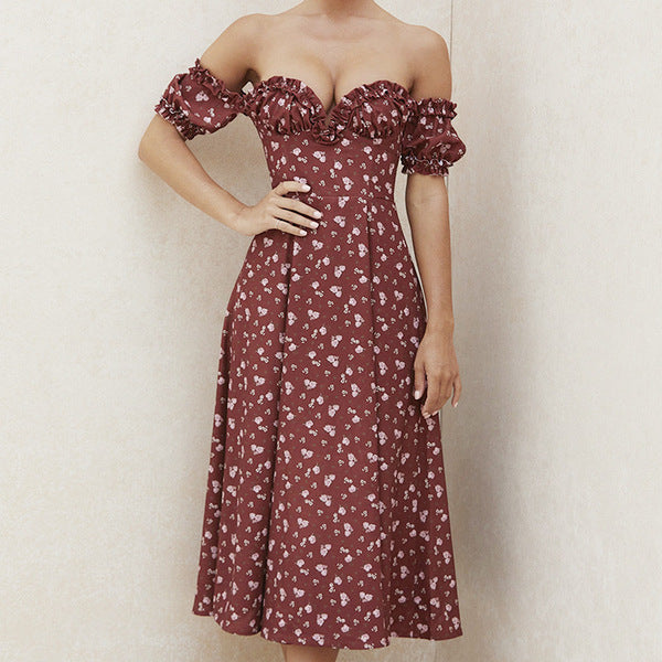 Sommer blau Floral Print Kleid