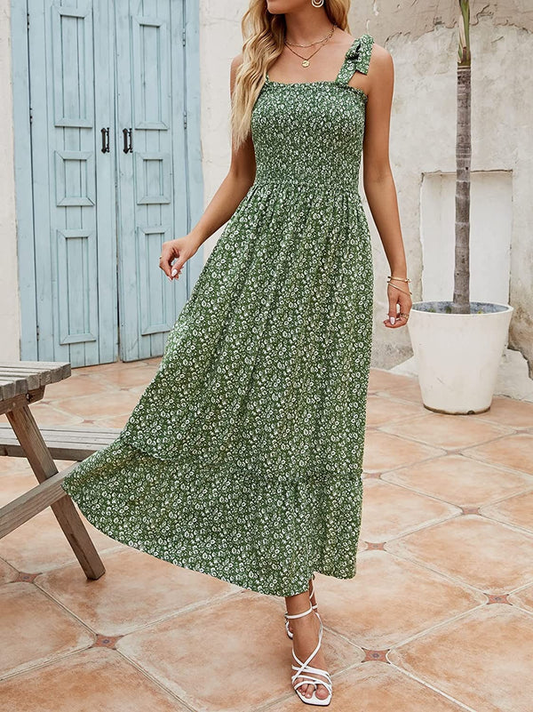 – Damen-Sommer-lange Bohemian-Druck-Träger-lose Kleider