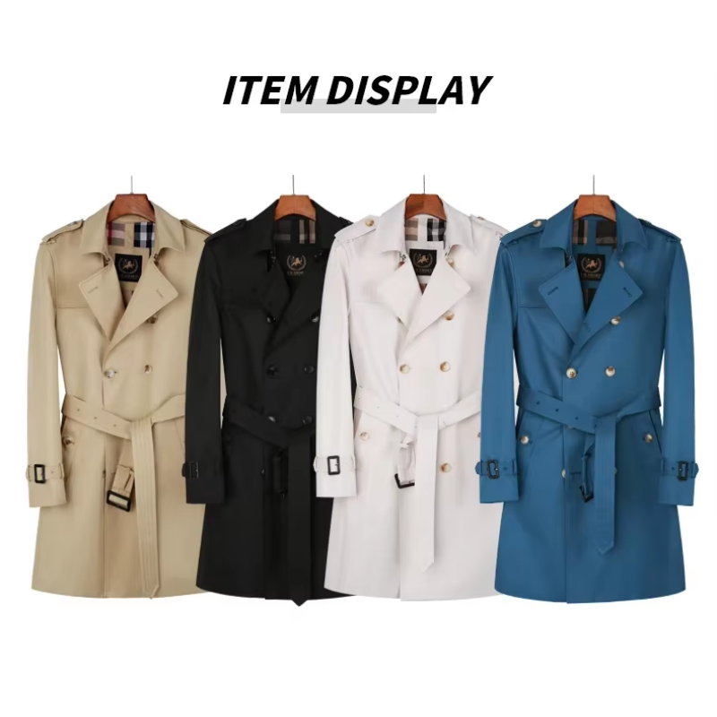 WW | Wasserabweisende Mantel Jacke Herren Klassischer Trenchcoat Mit Gürtel