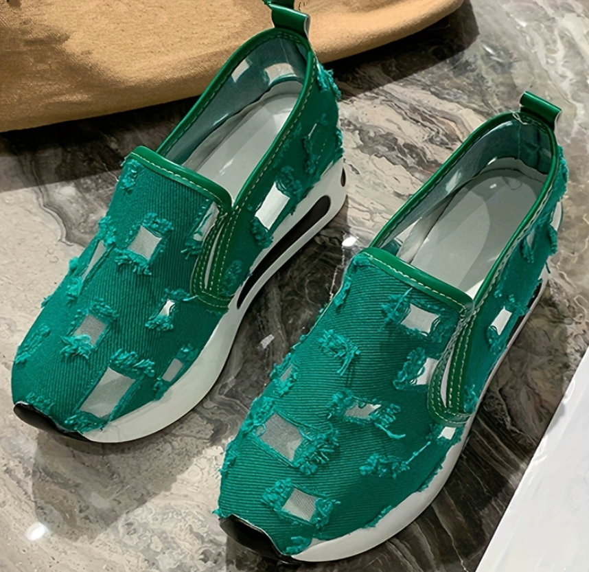 WW | Weiße Bestickte Bequeme Orthopädische Damen Sneakers