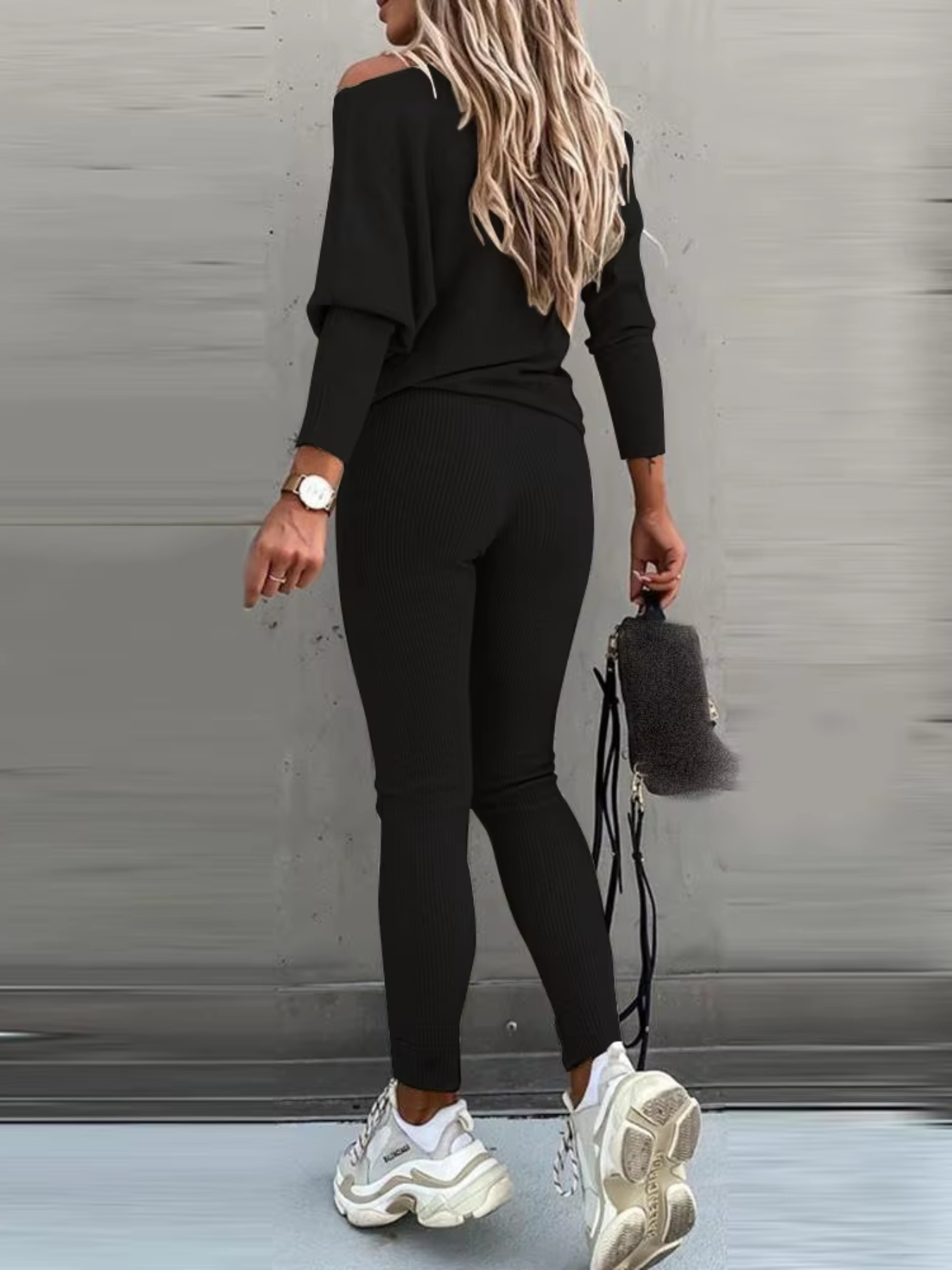 WW | Damen Hausanzug Modisches Off Shoulder Oberteil Und Leggings Satz