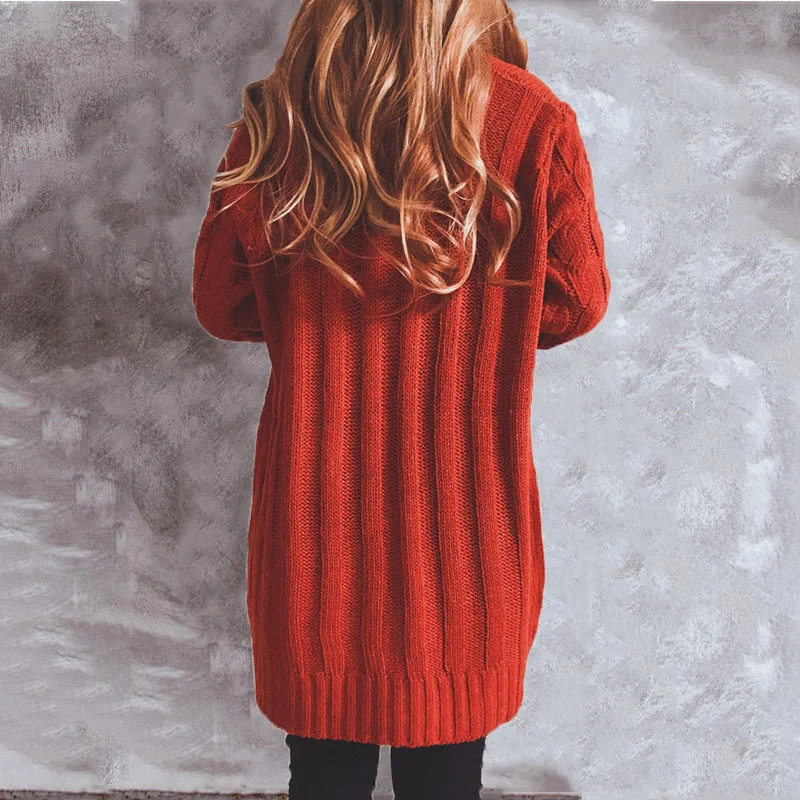 WW | Wollstrickjacke Damen Mit Zopfmuster Und Holzknöpfen, Lockere