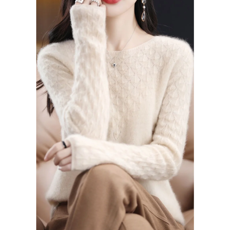 WW | Wollstrickjacke Damen Mit Strickmuster Und Rundhalsausschnitt