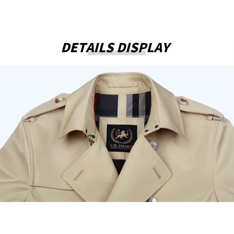WW | Wasserabweisende Mantel Jacke Herren Klassischer Trenchcoat Mit Gürtel