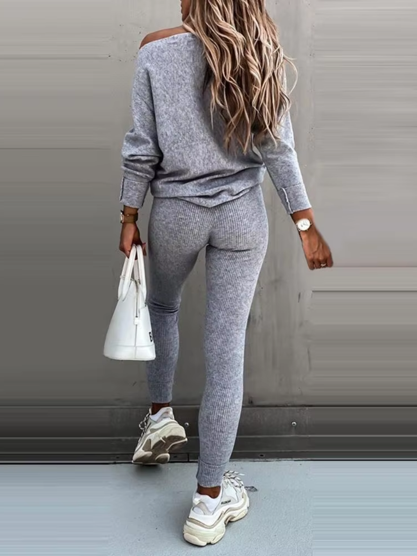 WW | Damen Hausanzug Modisches Off Shoulder Oberteil Und Leggings Satz