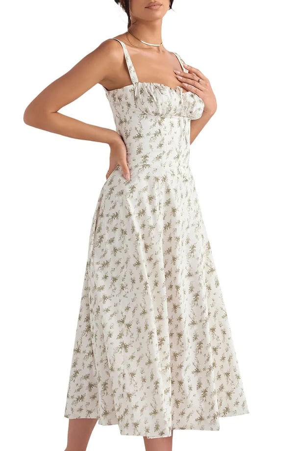 – Geblümtes Bustier-Kleid mit Taillenformung