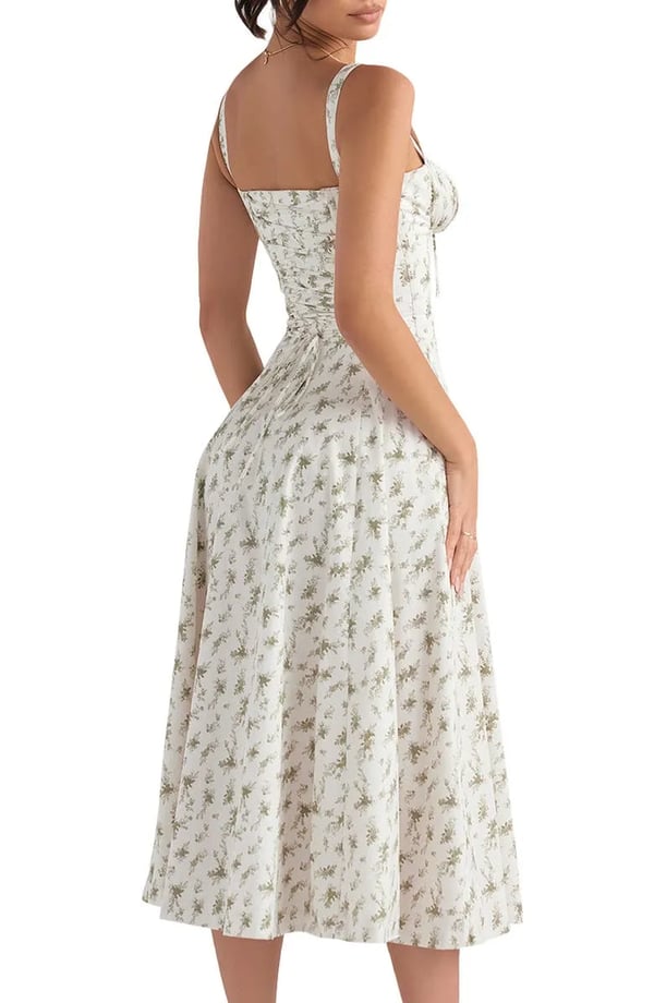 – Geblümtes Bustier-Kleid mit Taillenformung