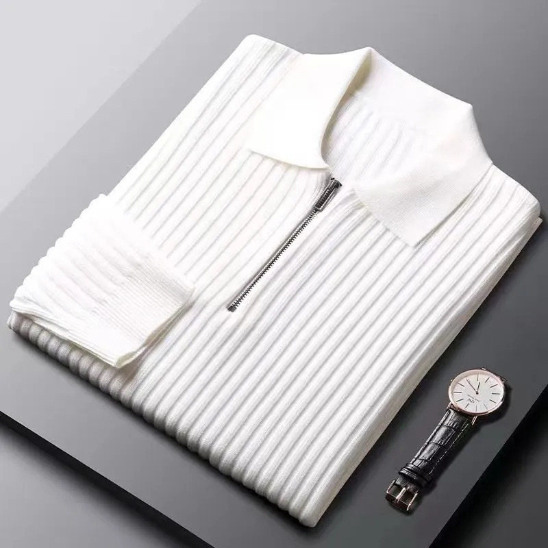 WW | Wollpullover Herren Eleganter Pullover Mit Zipper Kragen