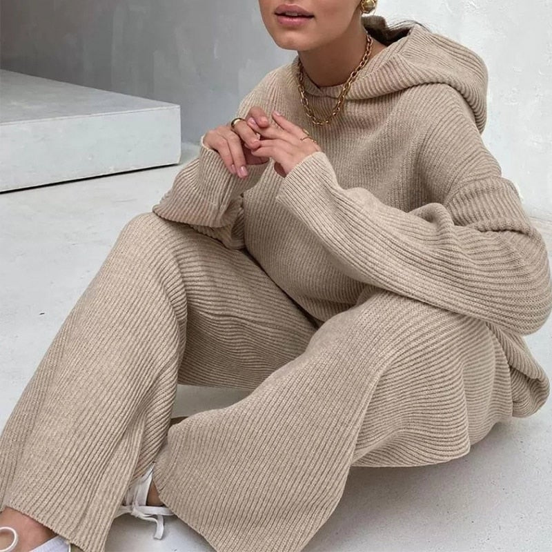 WW | Zweiteiler Gemütliches Strick Outfit Für Damen, Perfekt Für Freizeit Looks