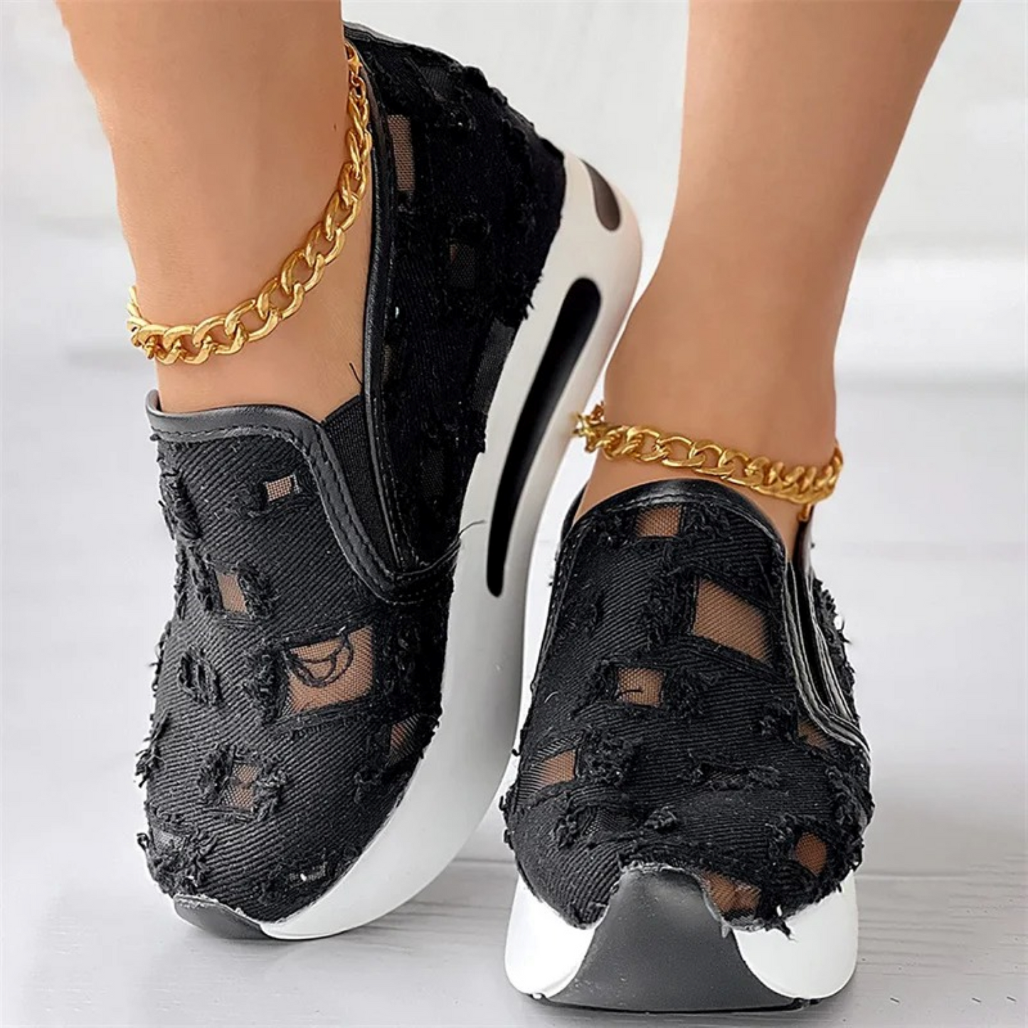 WW | Weiße Bestickte Bequeme Orthopädische Damen Sneakers