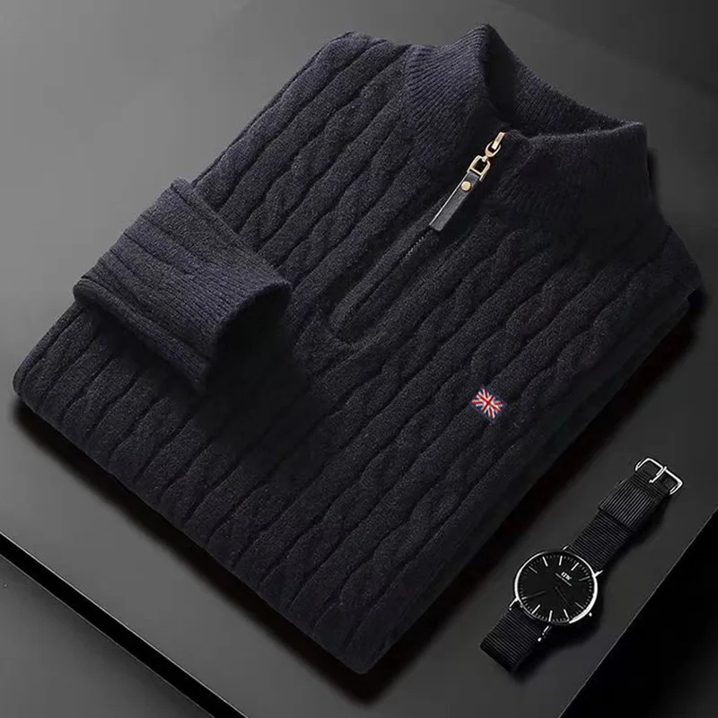 WW | Zopfstrick Pullover Mit Reißverschluss Herren Warm & Stilvoll