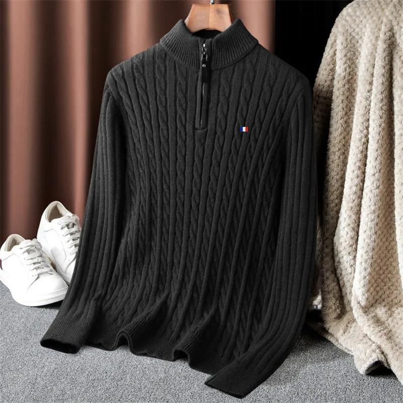 WW | Zopfstrick-Herrenpullover mit Reißverschluss, warm und stilvoll