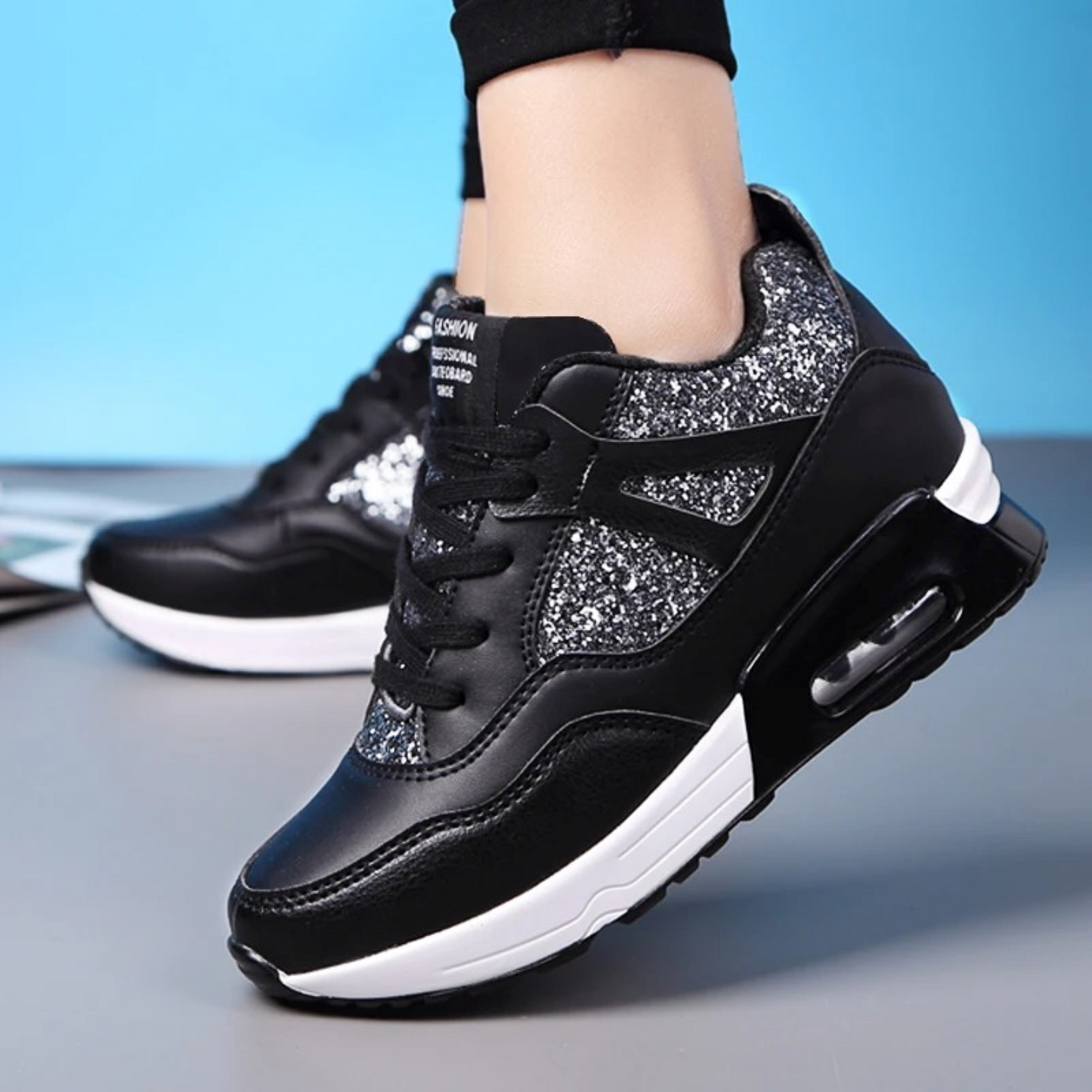 WW | Weiße Dicke Glänzende Atmungsaktive Orthopädische Damen Sneakers
