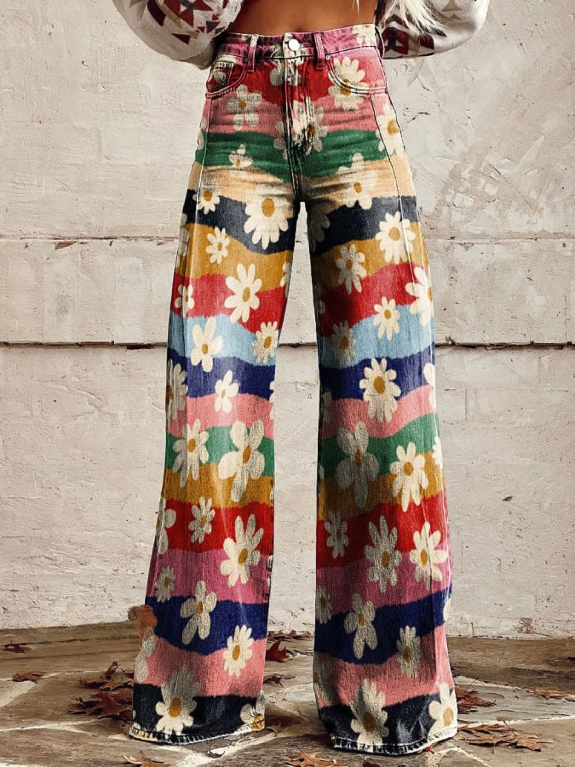 WW | Retro Floral Hosen Für Frauen