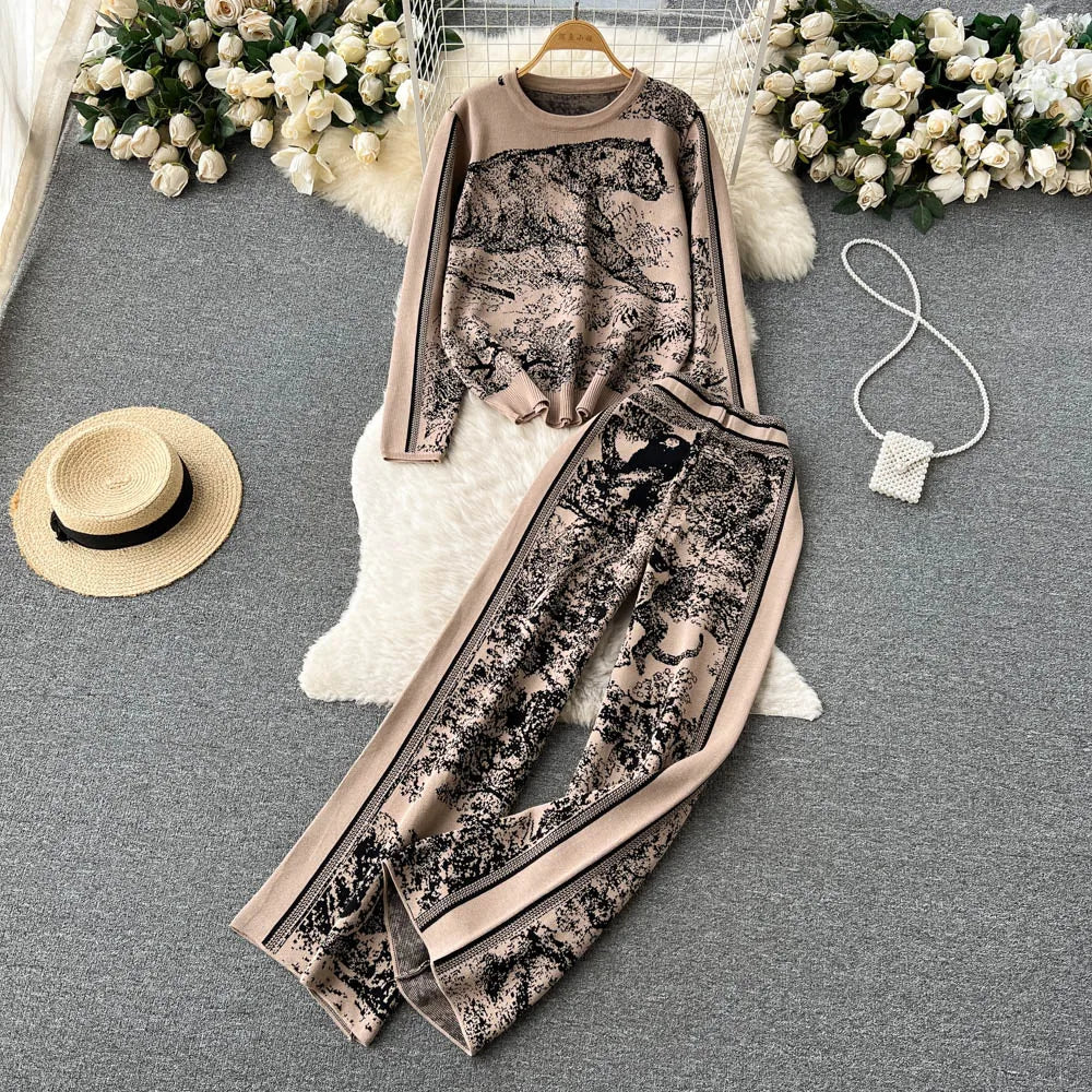 Merche Rundhalsausschnitt mit aufgedrucktem Design-Set