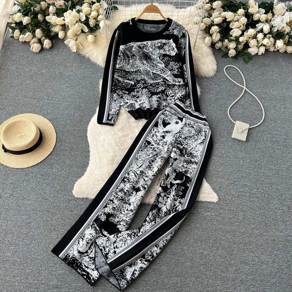 Merche Rundhalsausschnitt mit aufgedrucktem Design-Set
