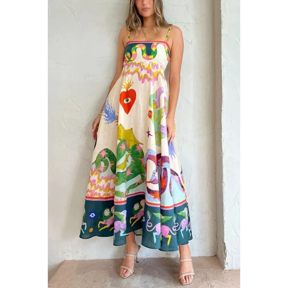 Charmantes Freizeitkleid mit Print und Schwingendem Rock