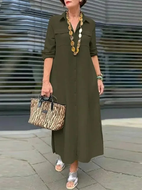 Einreihiges Kleid aus Leinen