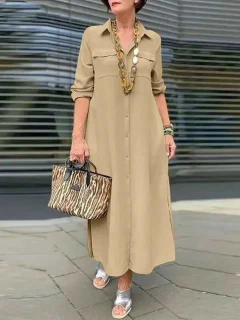 Einreihiges Kleid aus Leinen