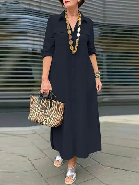 Einreihiges Kleid aus Leinen