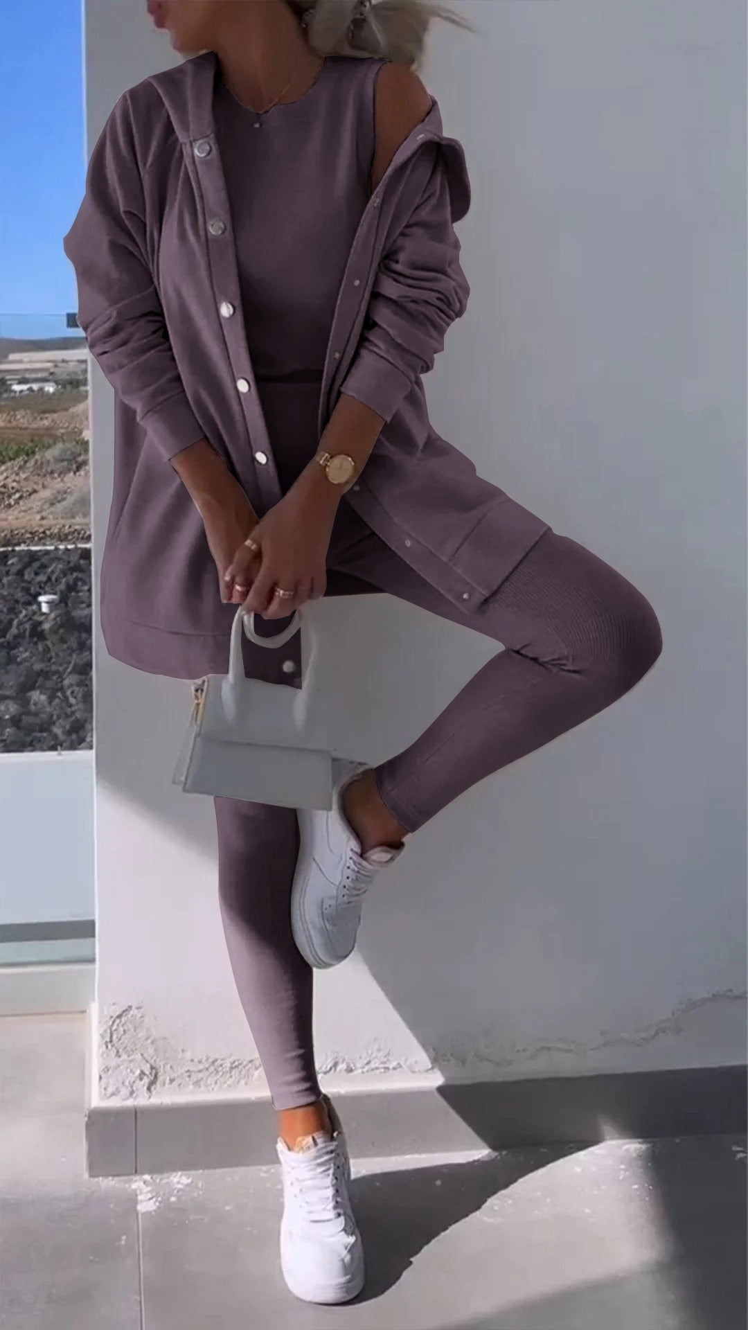 Merche Kapuzen-Sweatshirt-Set mit drei Teilen