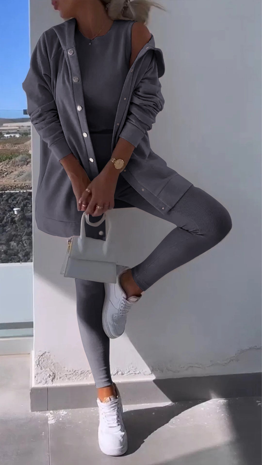 Merche Kapuzen-Sweatshirt-Set mit drei Teilen