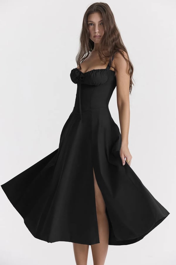 – Geblümtes Bustier-Kleid mit Taillenformung