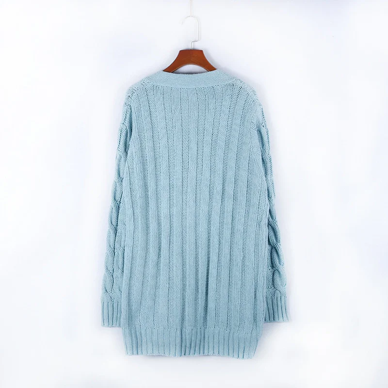WW | Wollstrickjacke Damen Mit Zopfmuster Und Holzknöpfen, Lockere