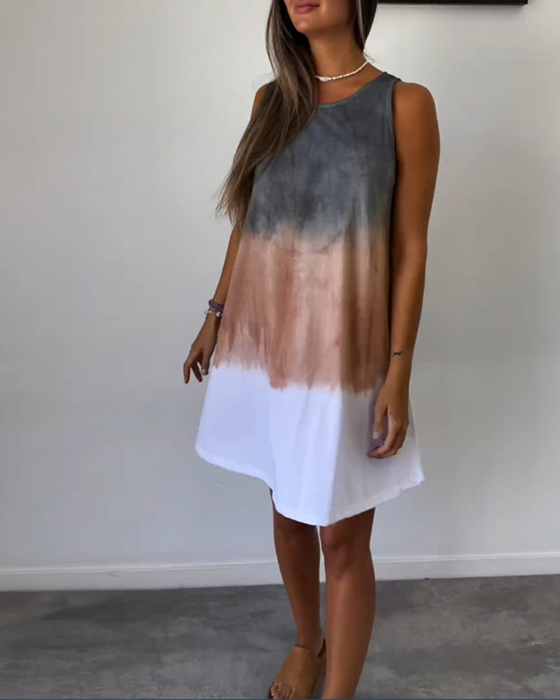 Ärmelloses Freizeitkleid in Farbblockoptik