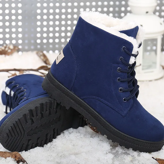 Merche - Schneestiefel - Schnürsenkel Rutschfestes Plüsch Fell Knöchel - Winter